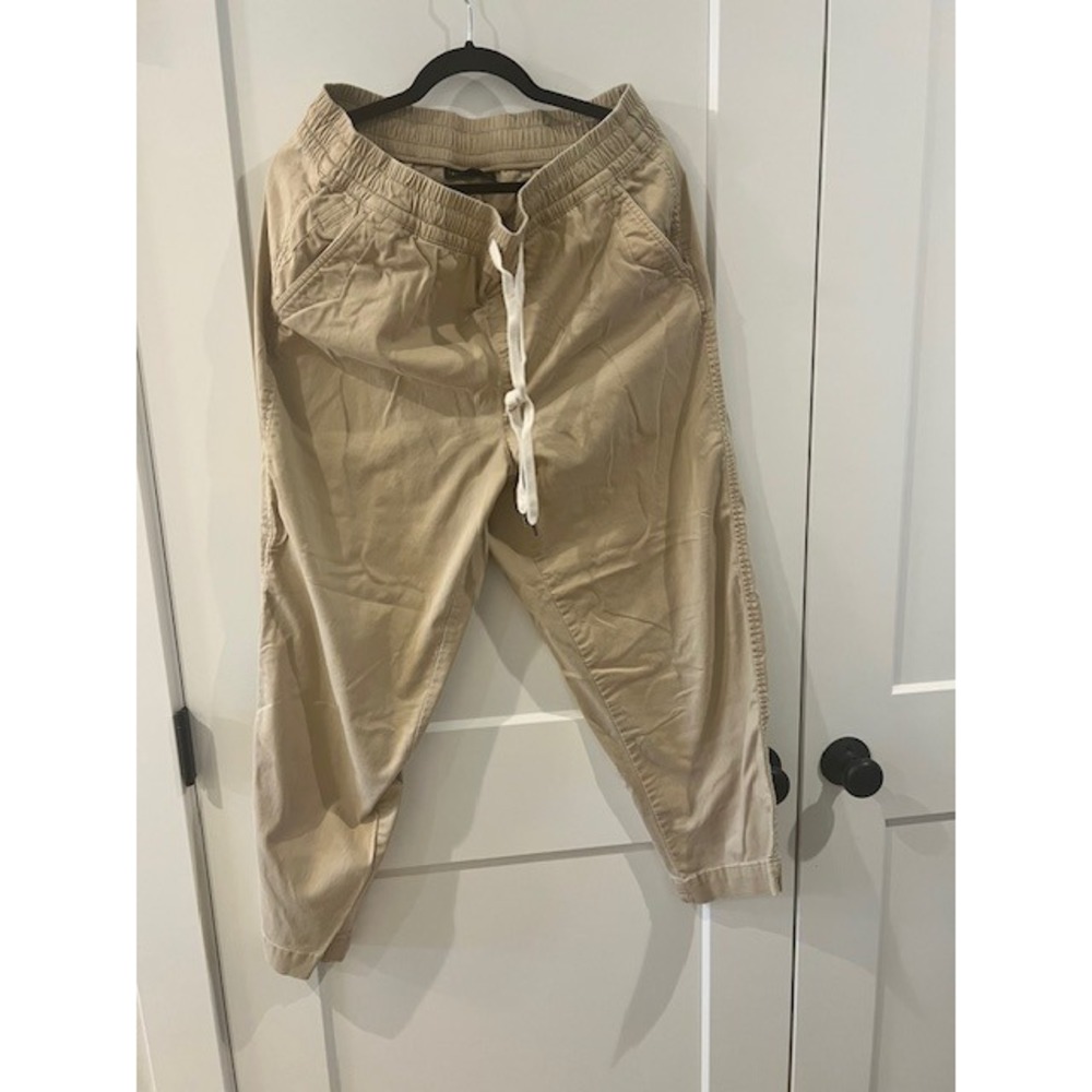 Lane Bryant Khaki Tan Jogger Pants Size 14 Elastic Waist Drawstring Trousers